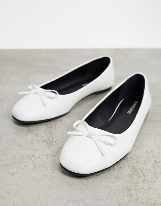 Glamorous ballet pumps with square toe in off white lizard