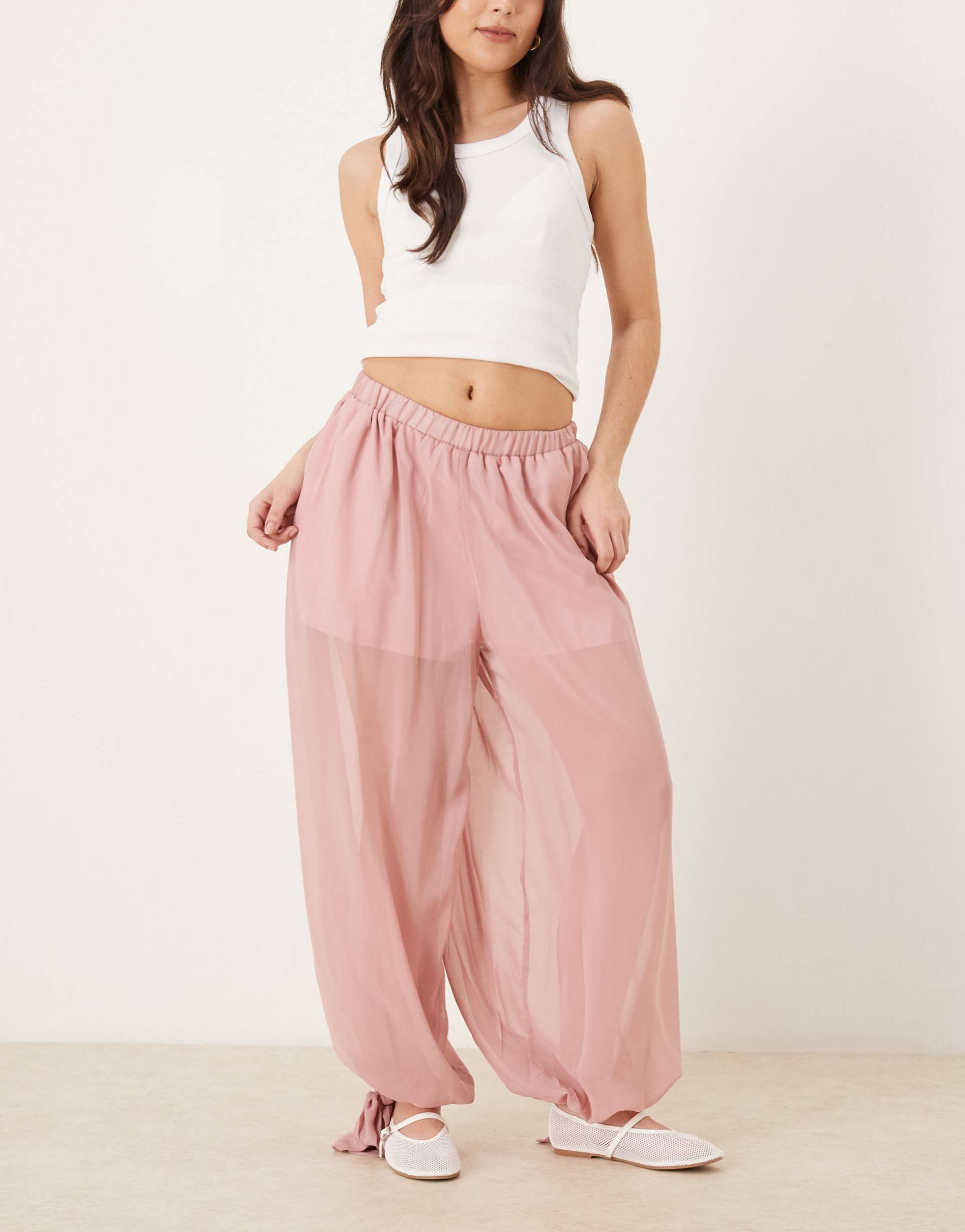 glamorous balloon pants in pink blush