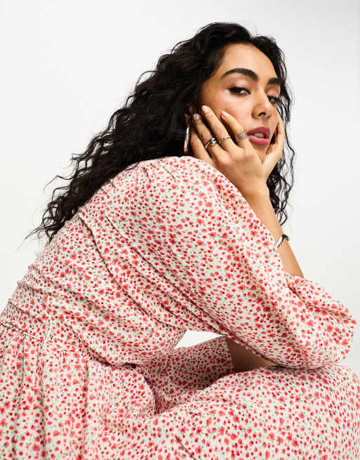 Ganni floral crepe dress online