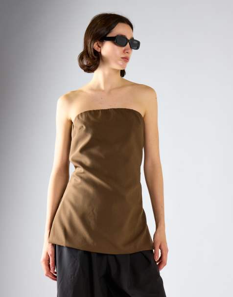 Glamorous Bandeau top in dark brown - view 1