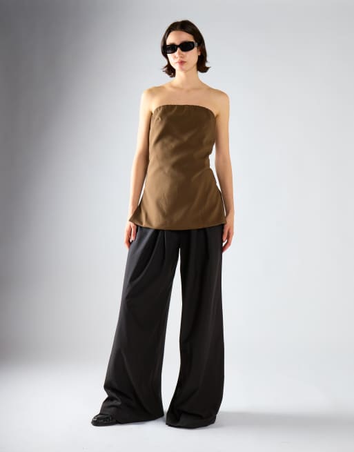 Glamorous Bandeau top in dark brown, 2 of 4