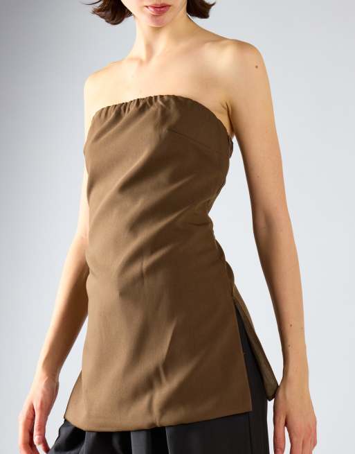 Glamorous Bandeau top in dark brown, 4 of 4