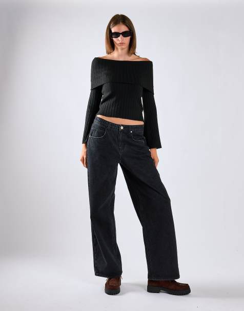 Glamorous Bardot knit jumper in black