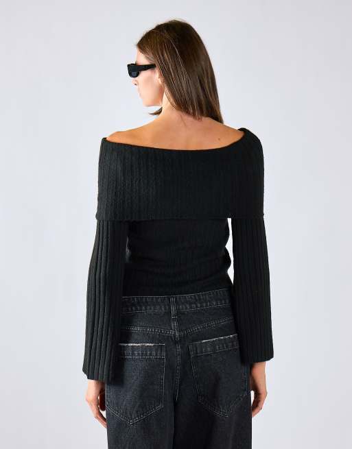 Glamorous Bardot knit jumper in black, 4 of 4