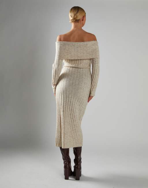 Glamorous Bardot Maxi-Dress in stone marl, 2 of 4