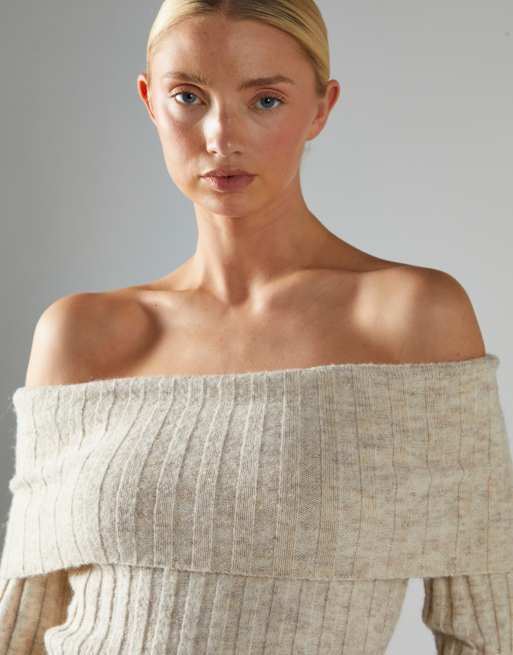 Glamorous Bardot Maxi-Dress in stone marl, 3 of 4