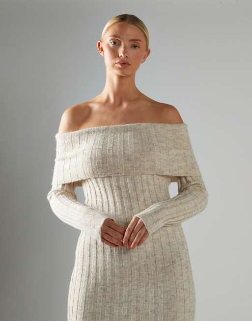 Glamorous Bardot Maxi-Dress in stone marl, 4 of 4