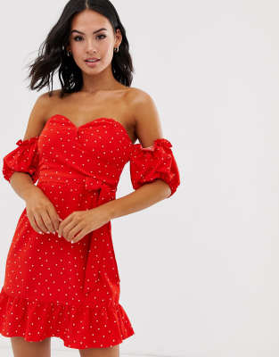 red bardot mini dress