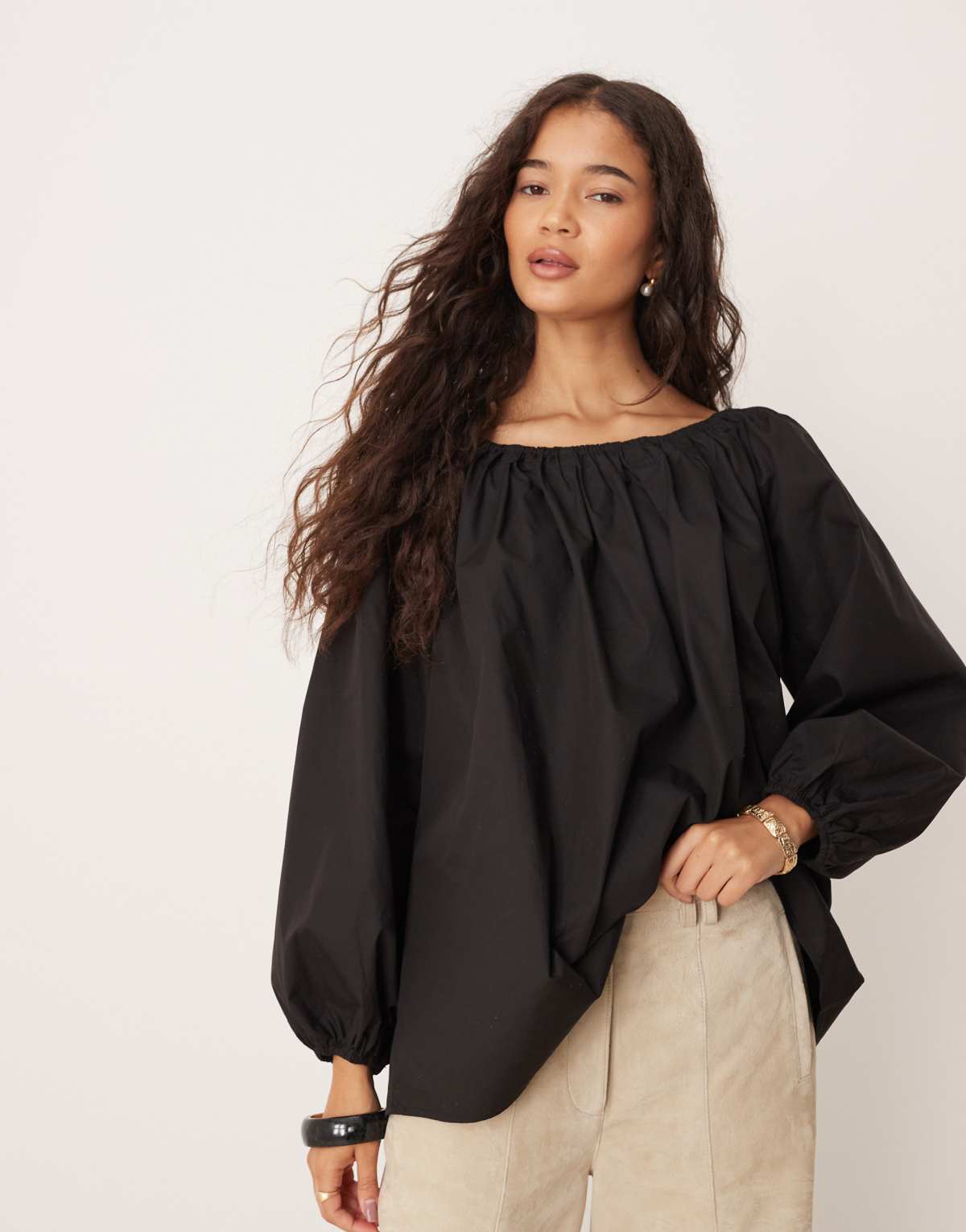 Glamorous Bardot swing top in black