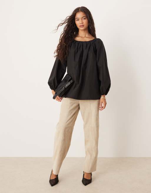 Glamorous Bardot swing top in black, 2 of 4