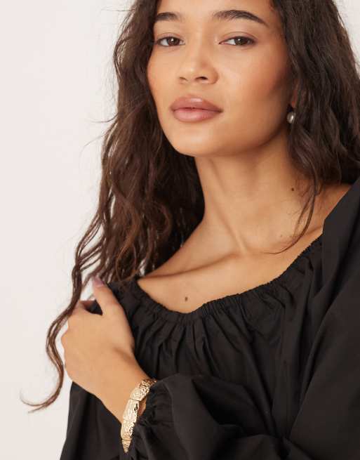 Glamorous Bardot swing top in black, 3 of 4