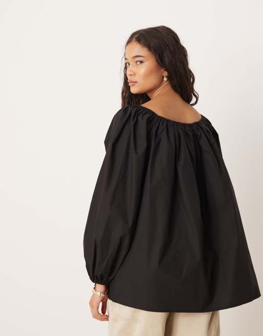 Glamorous Bardot swing top in black, 4 of 4