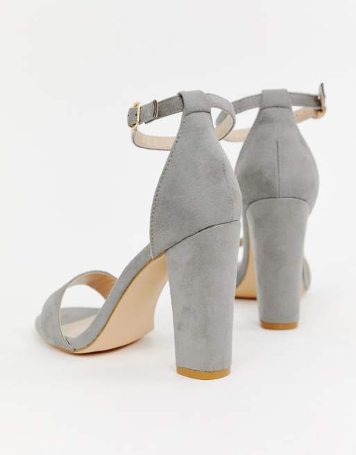 Glamorous barely there gray block heeled sandals