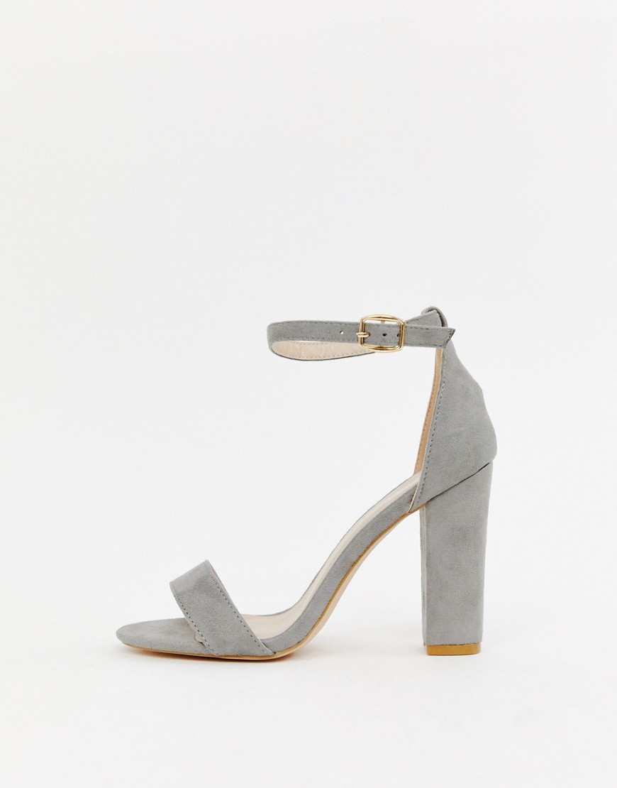 Glamorous barely there grey block heeled sandals-Pink