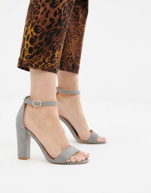 Grey chunky shop heel sandals