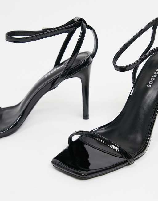 Black patent sale barely there sandals