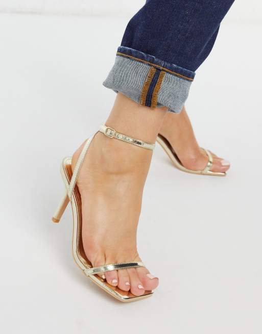 Gold barely there sandals hot sale