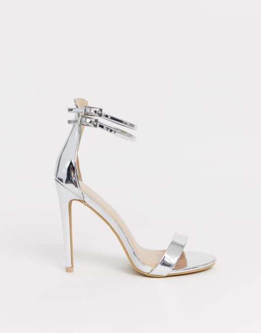 Glamorous silver mirror sale barely there heeled sandal