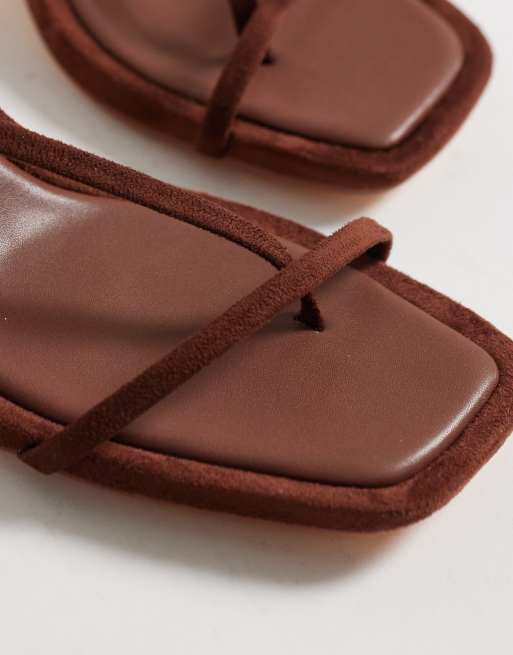 Glamorous barely there heeled sandals with in brown suedette, 2 of 4