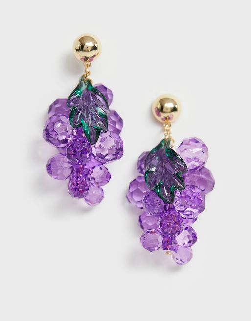Glamorous beaded grape oversized earrings ASOS