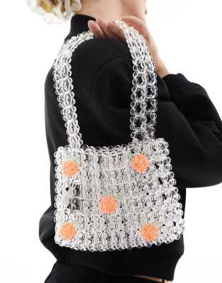 beaded purse with oranges in clear