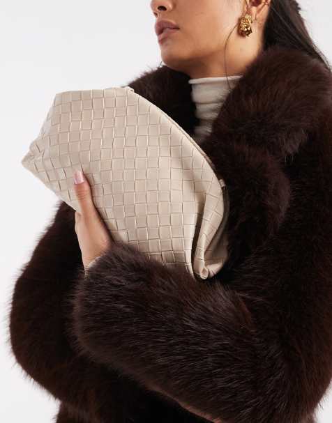 Glamorous – Beige, flätad, rundad kuvertväska - view 1