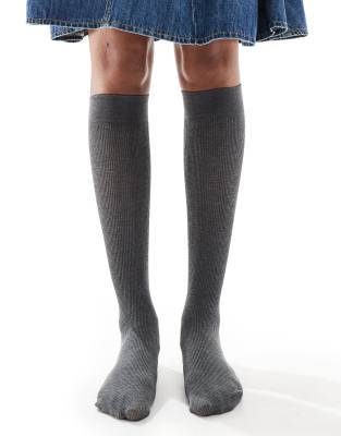 Glamorous below the knee socks in grey