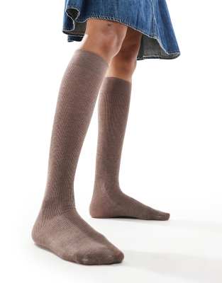 Glamorous below the knee socks in light brown