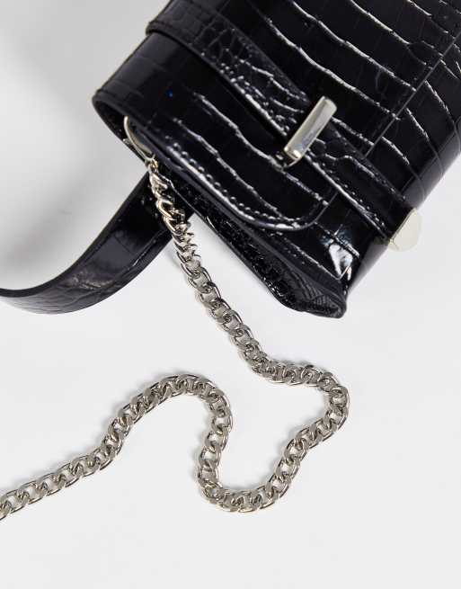 Black bag with 2024 silver chain strap