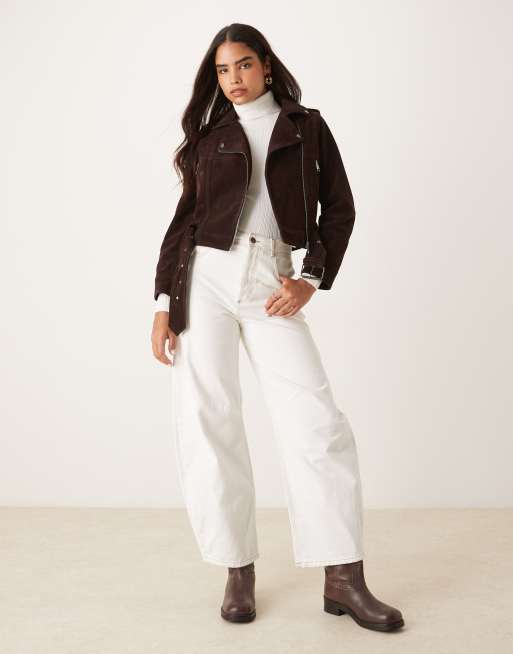 Glamorous Belted hem and zip detailing jacket rich brown, 2 of 4