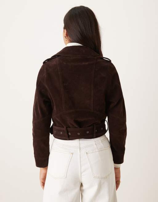Glamorous Belted hem and zip detailing jacket rich brown, 3 of 4