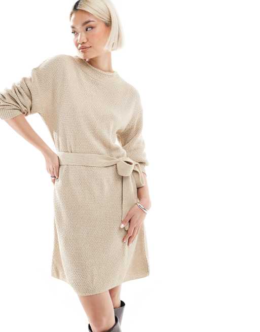 Glamorous belted jumper mini dress in true ecru , 2 of 4