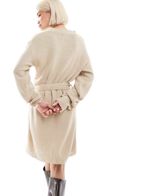 Glamorous belted jumper mini dress in true ecru , 4 of 4
