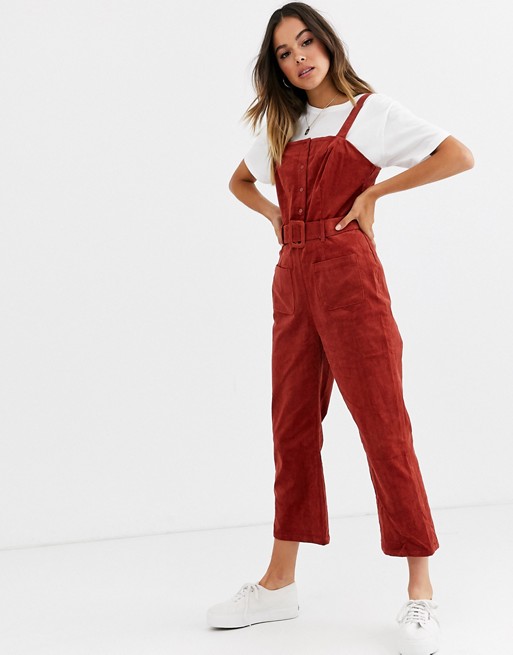 Glamorous belted jumpsuit in corduroy