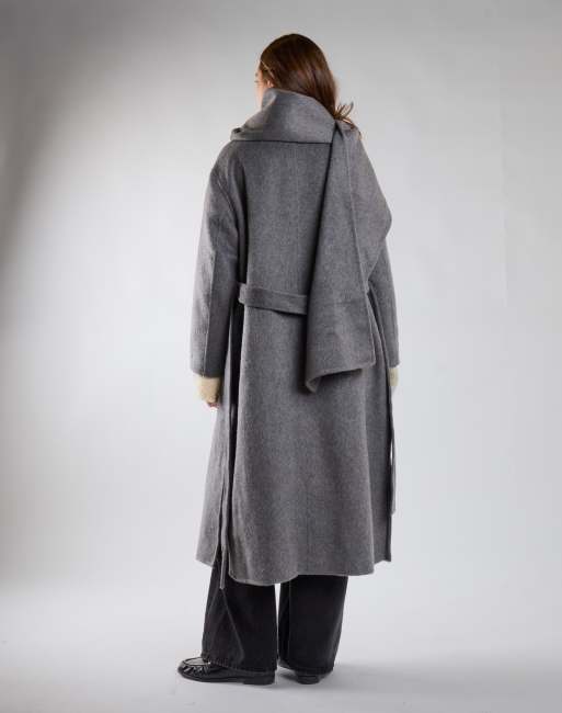 Glamorous Belted wool wrap coat in charcoal, 2 of 4