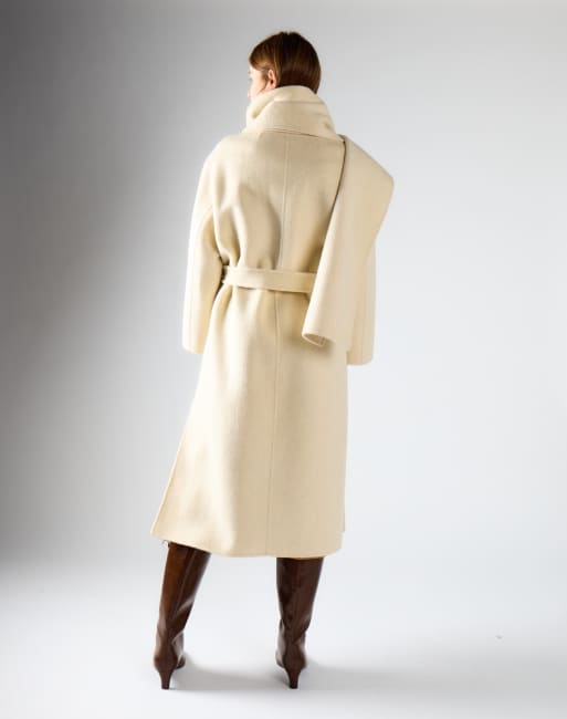 Glamorous Belted wool wrap coat in cream, 2 of 4