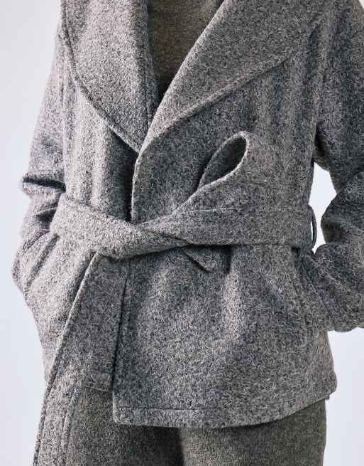 Glamorous Belted wrap jacket in charcoal, 4 of 4