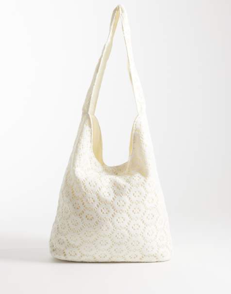 Glamorous – Biała haftowana torba typu tote na ramię - view 1
