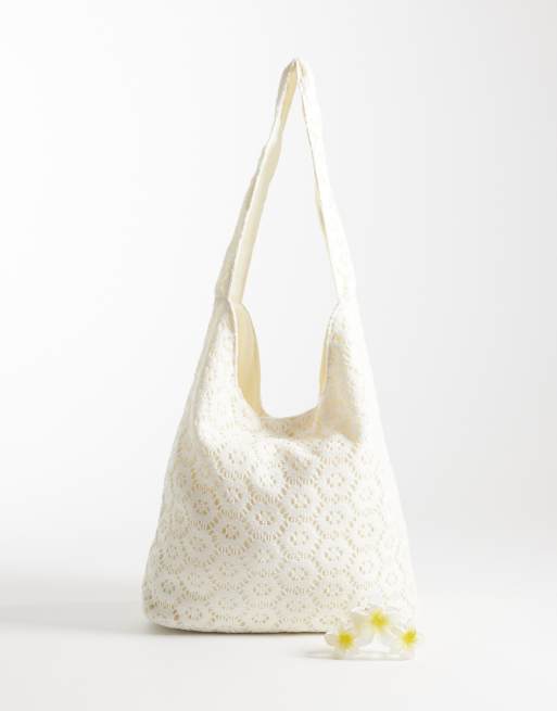Glamorous – Biała haftowana torba typu tote na ramię , 2 z 4