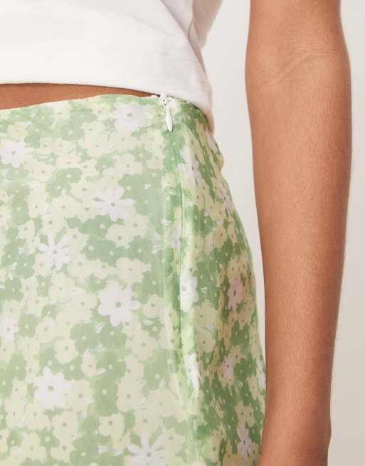 Glamorous bias cut mini skirt in apple green ditsy, 2 of 5