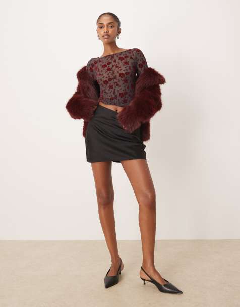 Glamorous Bias cut mini skirt in black satin