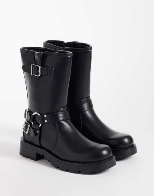 Glamorous biker ankelboots i svart, 3 av 4