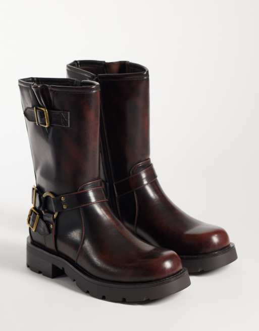 Glamorous biker mid ankle boots in brown, 4 of 4