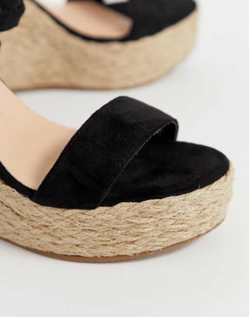 Glamorous black ankle tie espadrille wedges, 3 of 4
