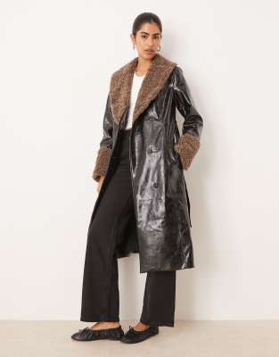 Glamorous Black ash brown coat in black ash brown