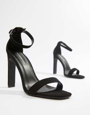 black barely there heels