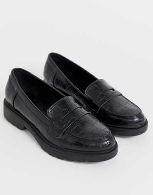 black croc loafers