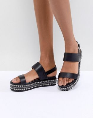 Glamorous Black Embellished Flatform Sandals | ASOS