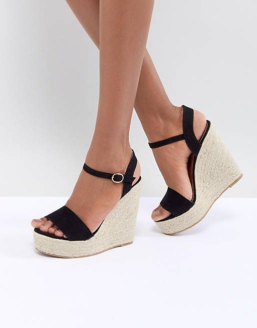Glamorous Black Espadrille Wedge Sandals | ASOS