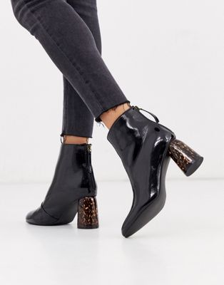 black boots with leopard heel